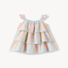 F&F Baby Cotton Rich Gingham Dress in Multi Pink