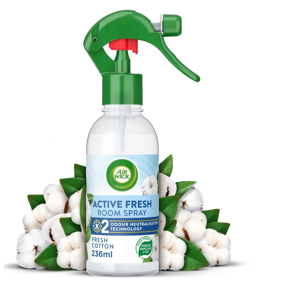 Airwick Air Freshener Active Fresh Room Spray Cotton 236ml