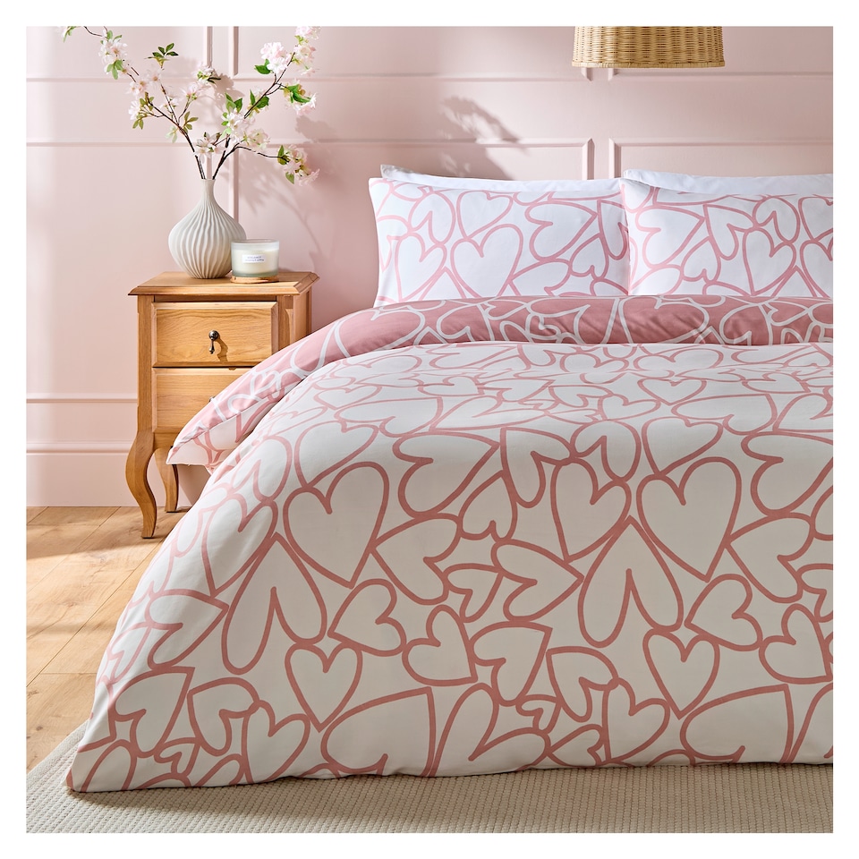 image 1 of Silentnight Love Sleep Large Heart print duvet set -single