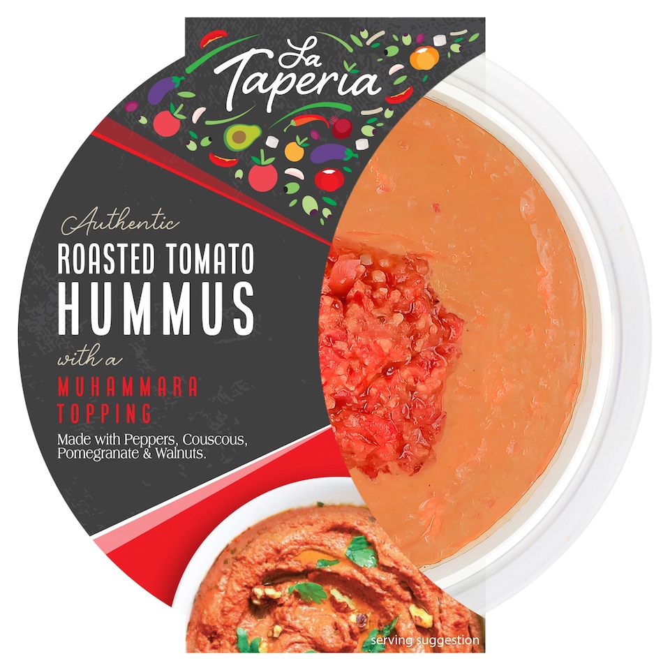 LA TAPERIA ROASTED TOMATO HUMMUS WITH A MUHAMMARA TOPPING 200g