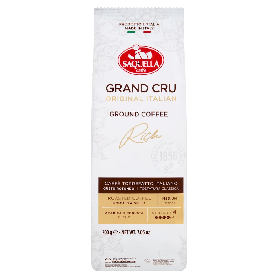 Saquella Grand Cru Original Italian Ground Coffee Rich 200g