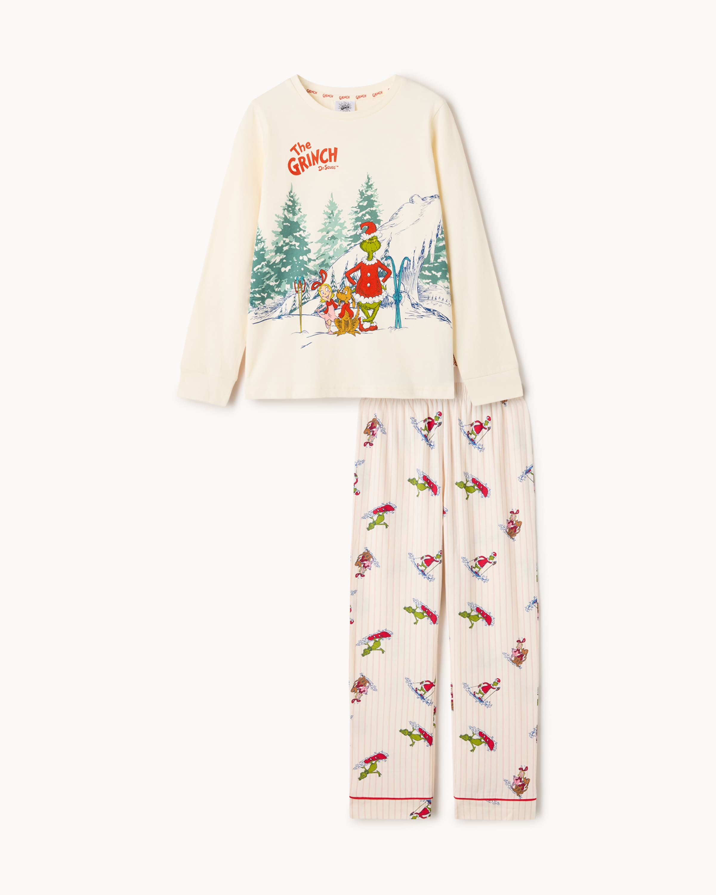 The Grinch Unisex Pure Cotton Matching Family Pyjama Set in Cream