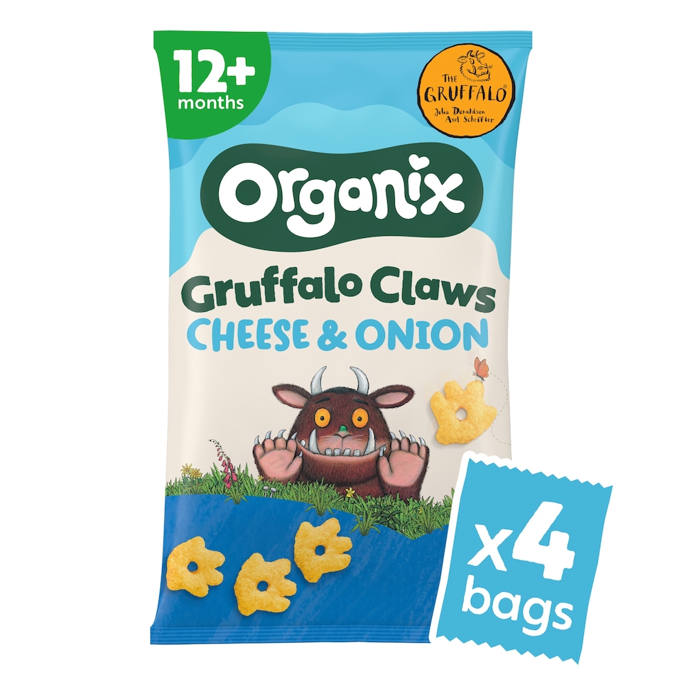 Organix Cheese & Onion Gruffalo Claws Organic Toddler Snack Multipack 4x15g 12 months+