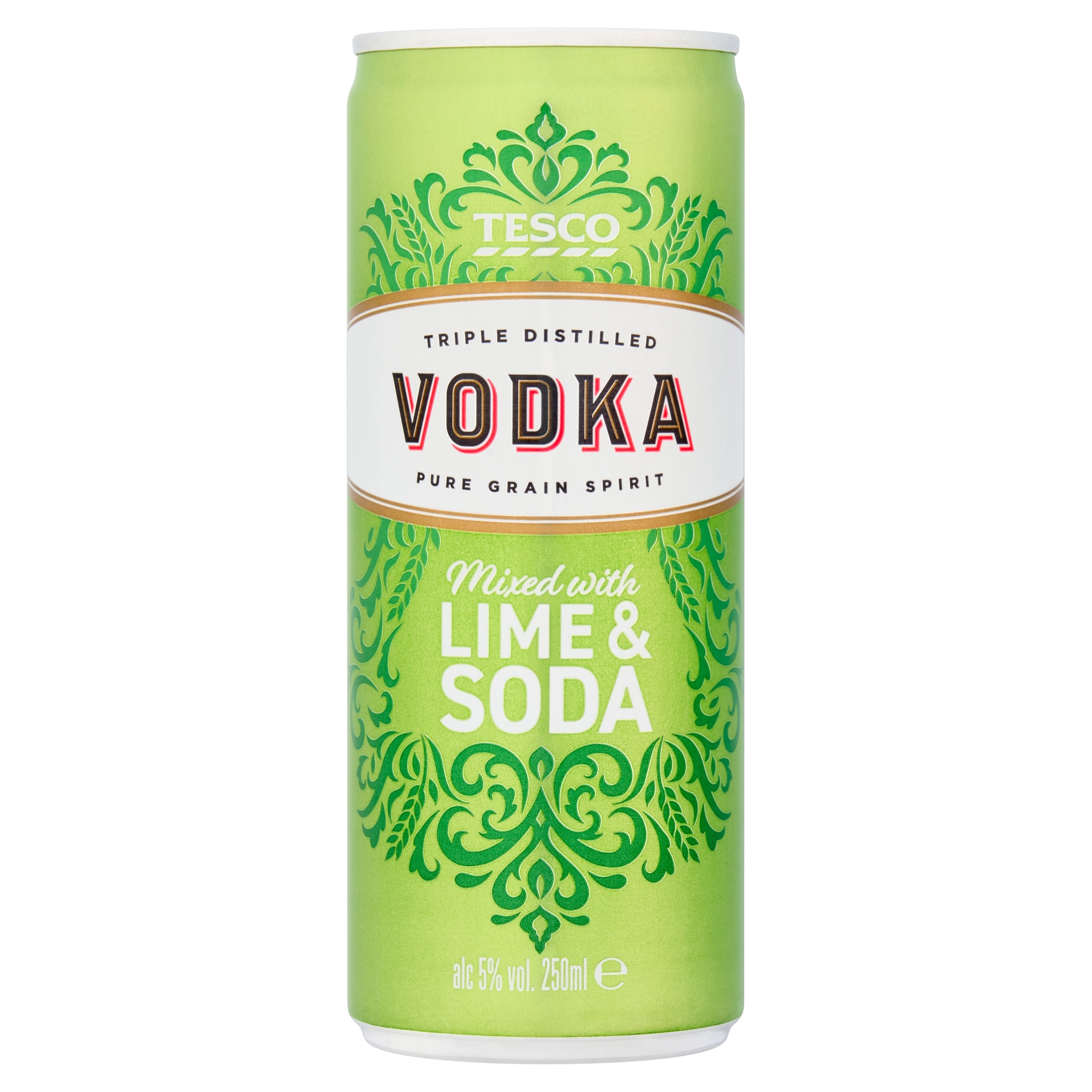 Tesco Vodka Lime & Soda 250ml