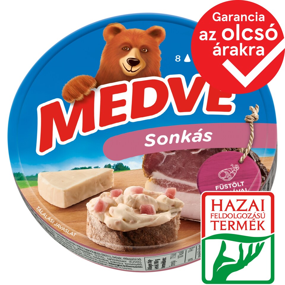 Medve Spreadable Processed Semi-Fat Cheese with Ham 8 x 17,5 g (140 g)