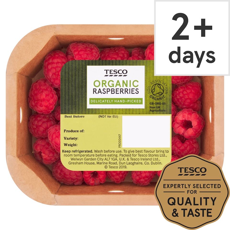 Tesco Organic Raspberries 150G