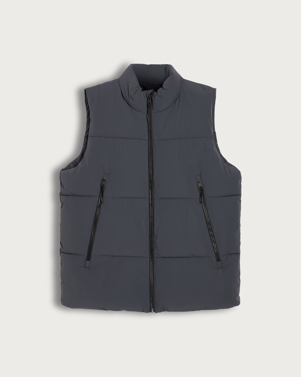 image 1 of F&F Zip Pocket Padded Shower Resistant Gilet in Grey