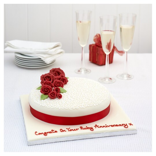 EASY ENTERTAIN RED ROSE CORSAGE FRUIT CAKE Tesco Groceries