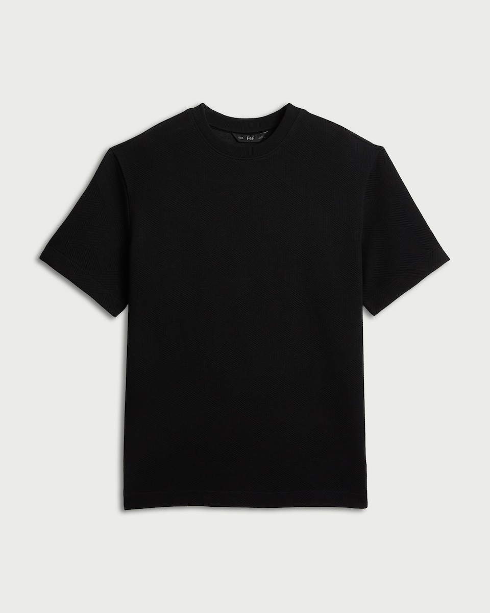 image 1 of F&F Textured Relaxed Fit T-Shirt in Black
