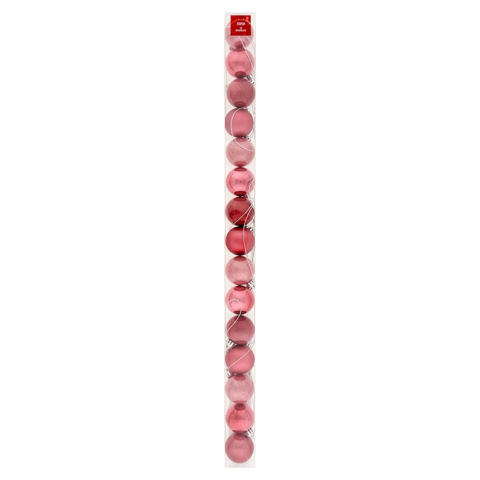 Tesco Pink Christmas Balls 4 cm 15 pcs