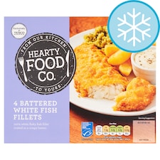 Hearty Food Co 4 Battered White Fish Fillets 400G