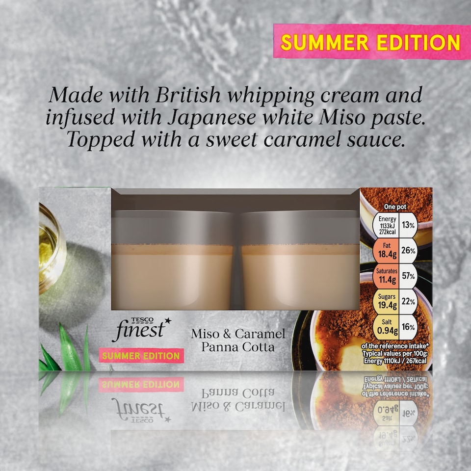 image 1 of Tesco Finest 2 Miso & Caramel Panna Cotta 204g