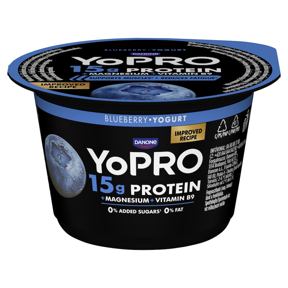 image 1 of Danone YoPro Low-Fat Yogurt with Blueberries, Sweeteners, Magnesium and Folic Acid 160 g