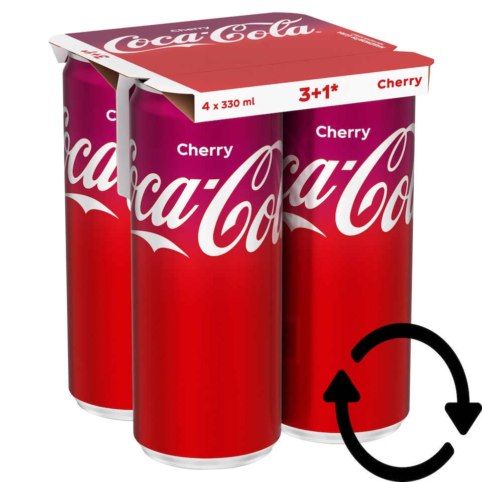 Coca-Cola Cherry Cola-Flavored Carbonated Soft Drink with Cherry Flavoring 4 x 330 ml