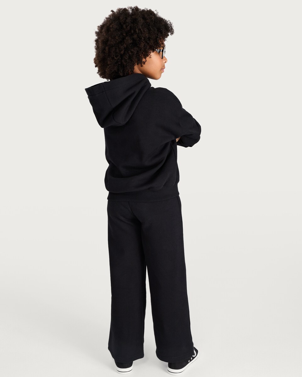 image 1 of F&F Girls Cotton Rich Wide Leg Joggers in Black