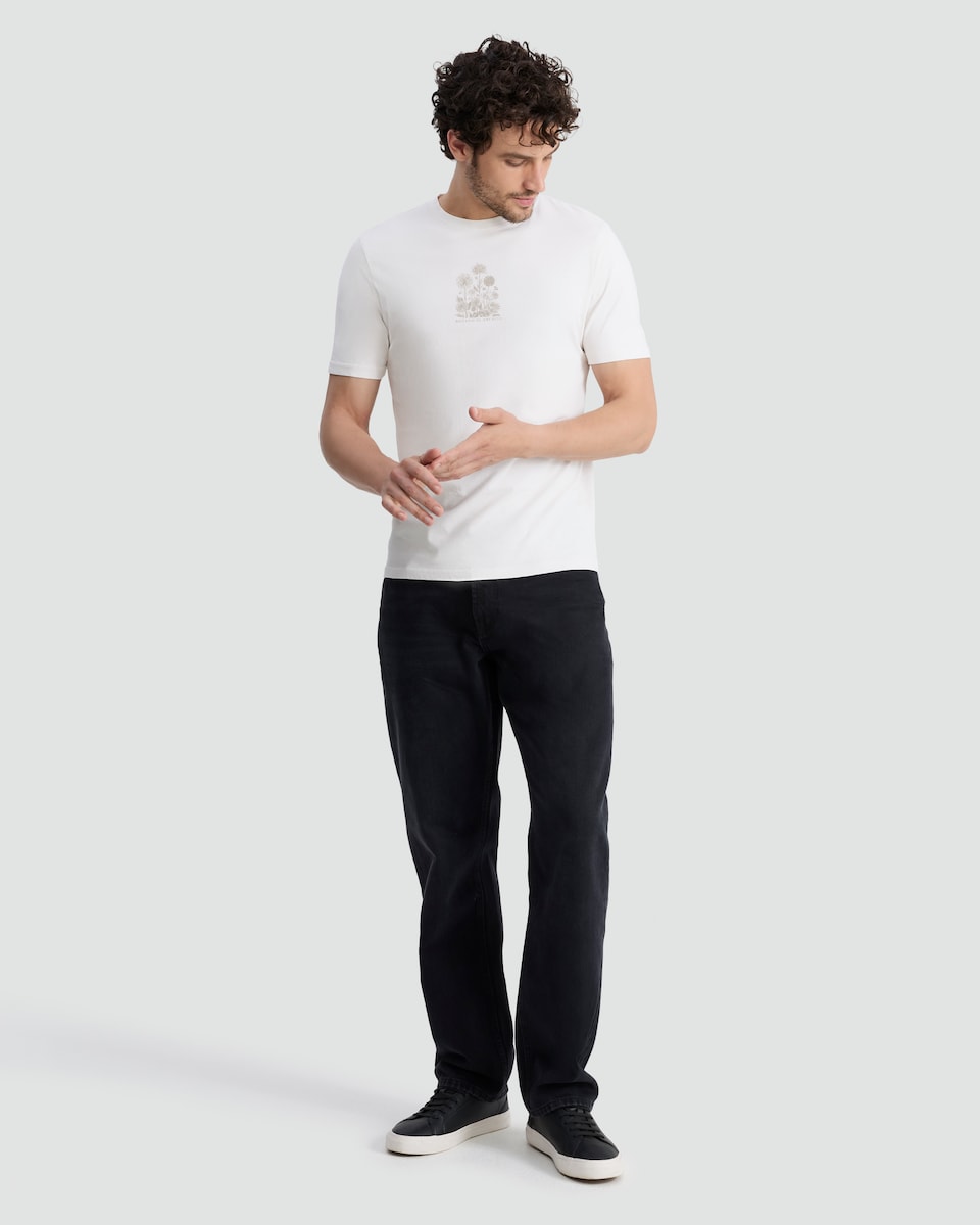 image 1 of F&F Pure Cotton Botanical Archive Print T-Shirt in White