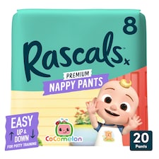 Rascals Premium CoComelon Nappy Pants, Size 8, 20 Unisex Pants