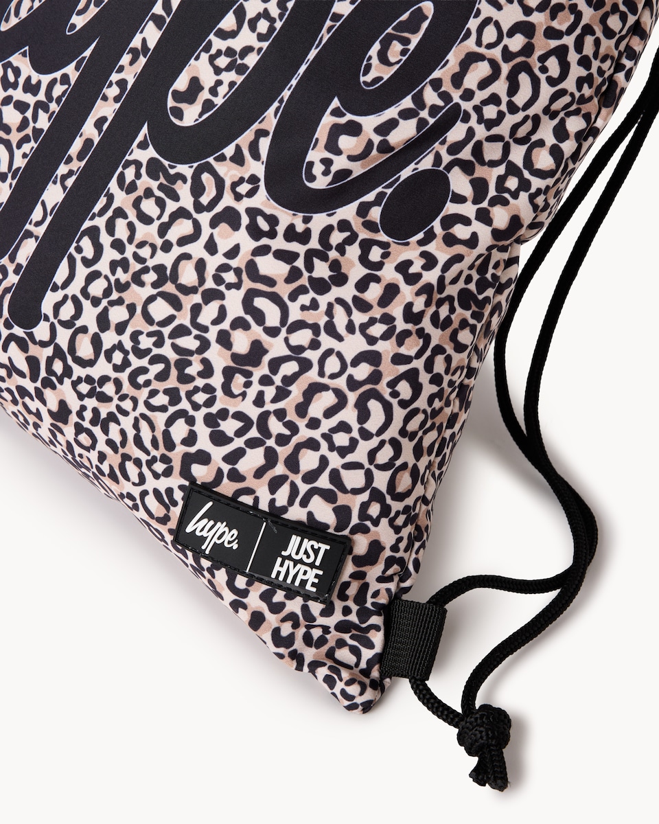 image 1 of Hype Leopard Print Drawstring Bag in Multi