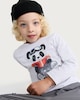 image 1 of F&F Boys Pure Cotton Wonderlust Panda Long Sleeved Top in Grey Marl