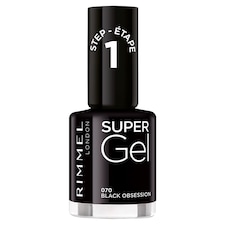 Rimmel Super Gel Nail Polish - Blackest Black 12ml