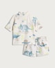 image 1 of F&F Baby 2-Piece Dinosaur Print Rash Vest and Swim Shorts Set in Multi