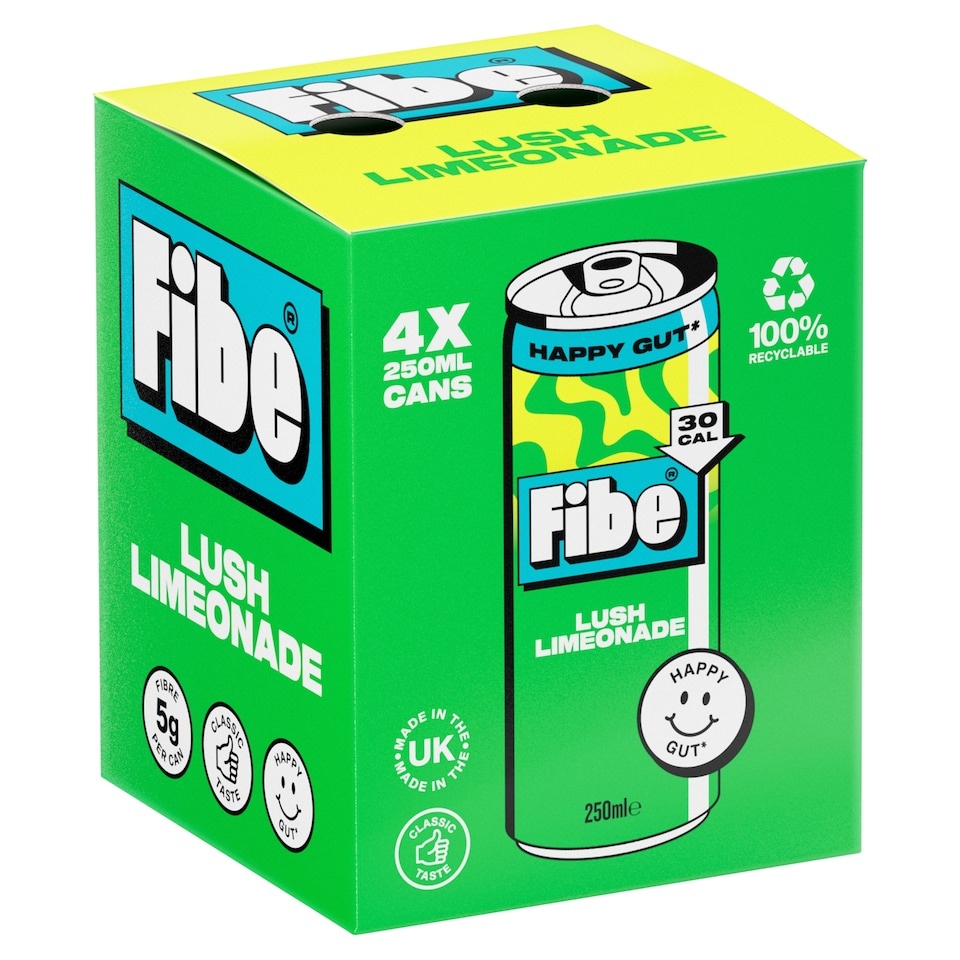 image 1 of Fibe Lush Limeonade Soda Drink 4 x 250ml