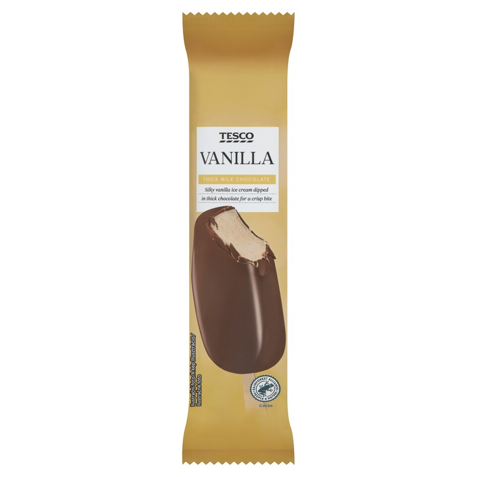 Tesco Mražený krém s rostlinným tukem vanilkový v mléčné čokoládě 120ml