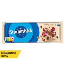 ORION Študentská pečať Mliečna a biela čokoláda s arašidmi, hrozienkami a želé 90 g