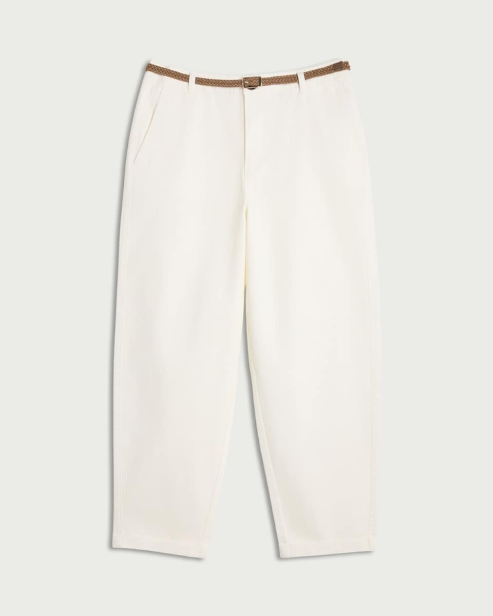 image 1 of F&F Mid Rise Chino Trousers with Belt in White