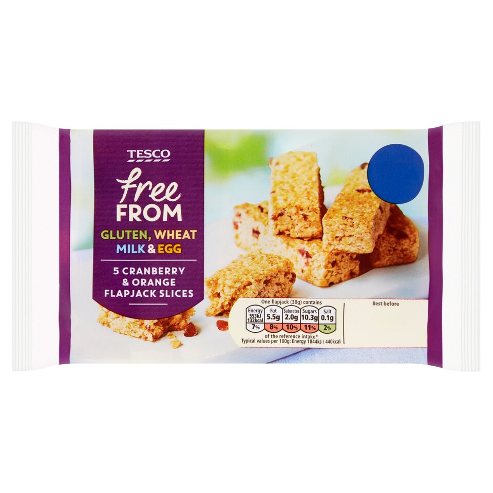 Tesco Free From Cranberry And Orange Flapjack 150G Tesco Groceries