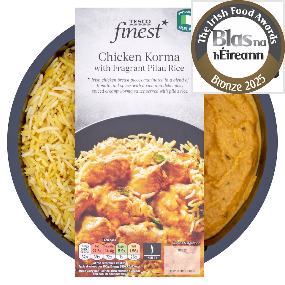 Tesco Finest Chicken Korma And Pilau Rice 450G