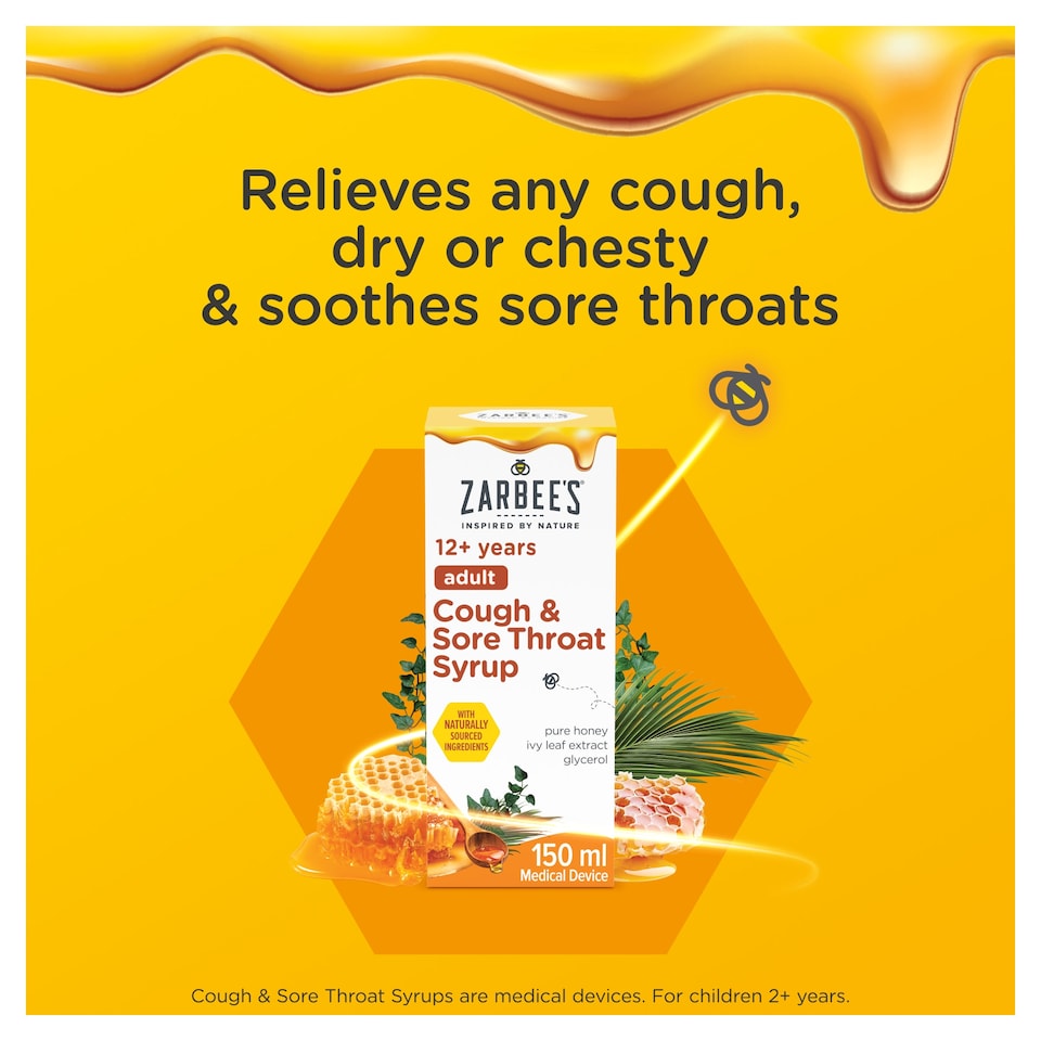 image 1 of Zarbee's 12+ Years Adult Cough & Sore Throat Syrup 150ml