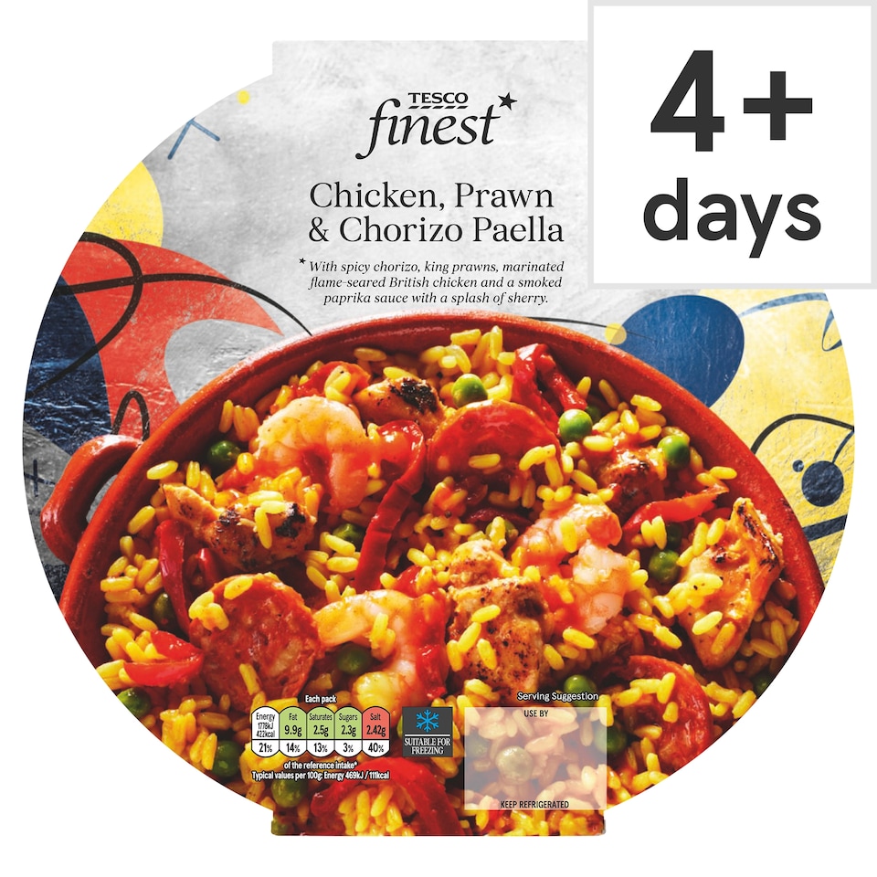 Tesco Finest Chicken, Prawn & Chorizo Paella 400g
