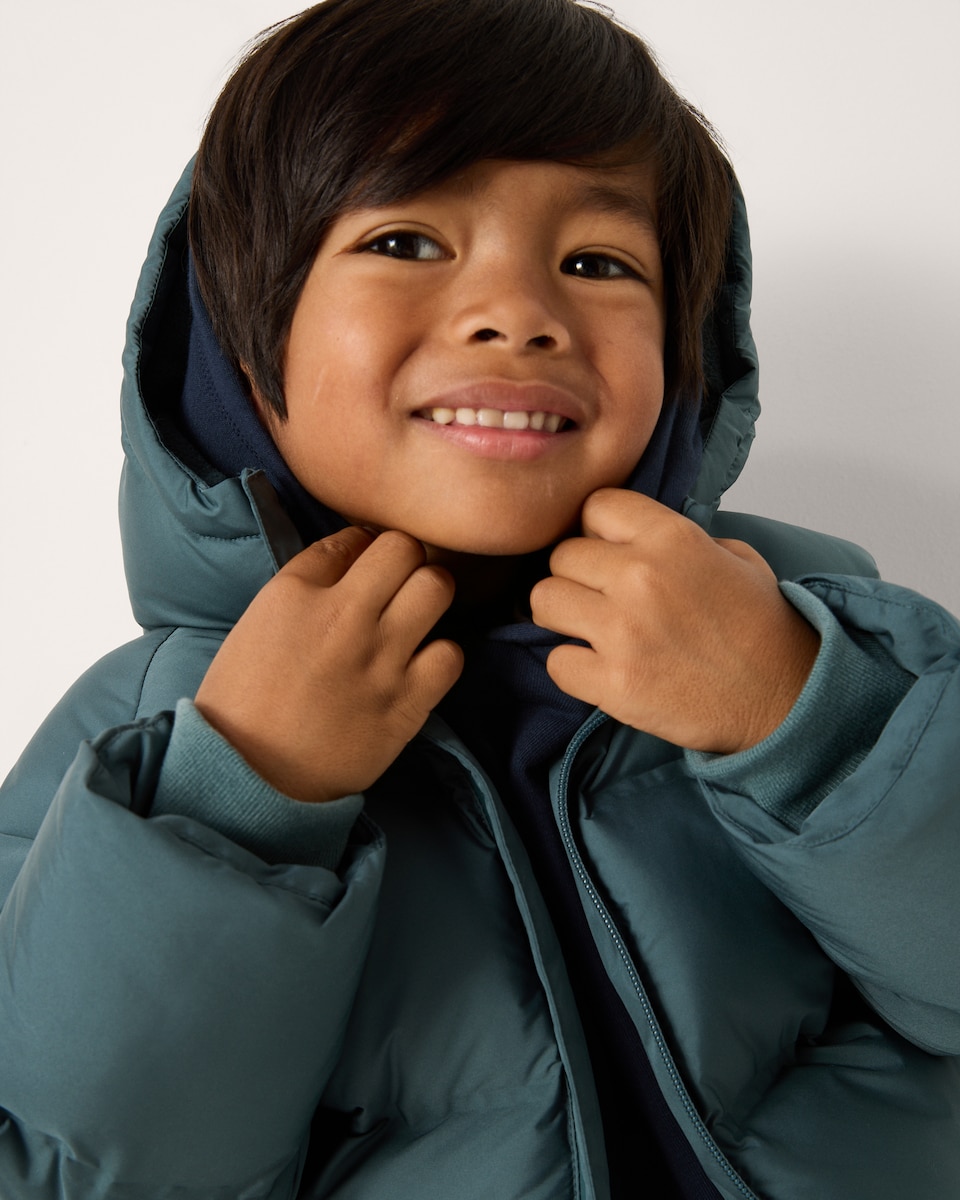 image 1 of F&F Boys Shower Resistant Hooded Padded Coat in Teal