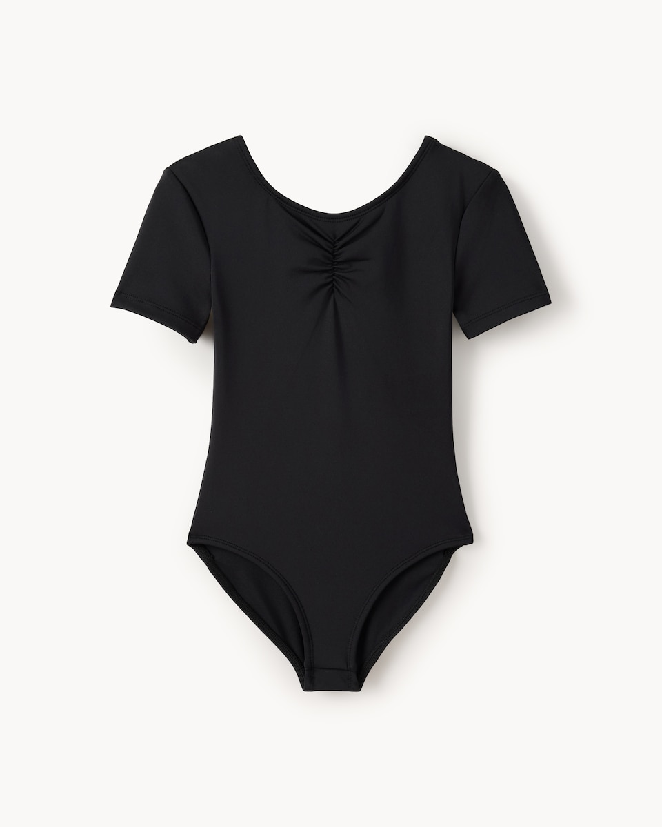 image 1 of F&F Active Girls Short Sleeved Leotard in Black
