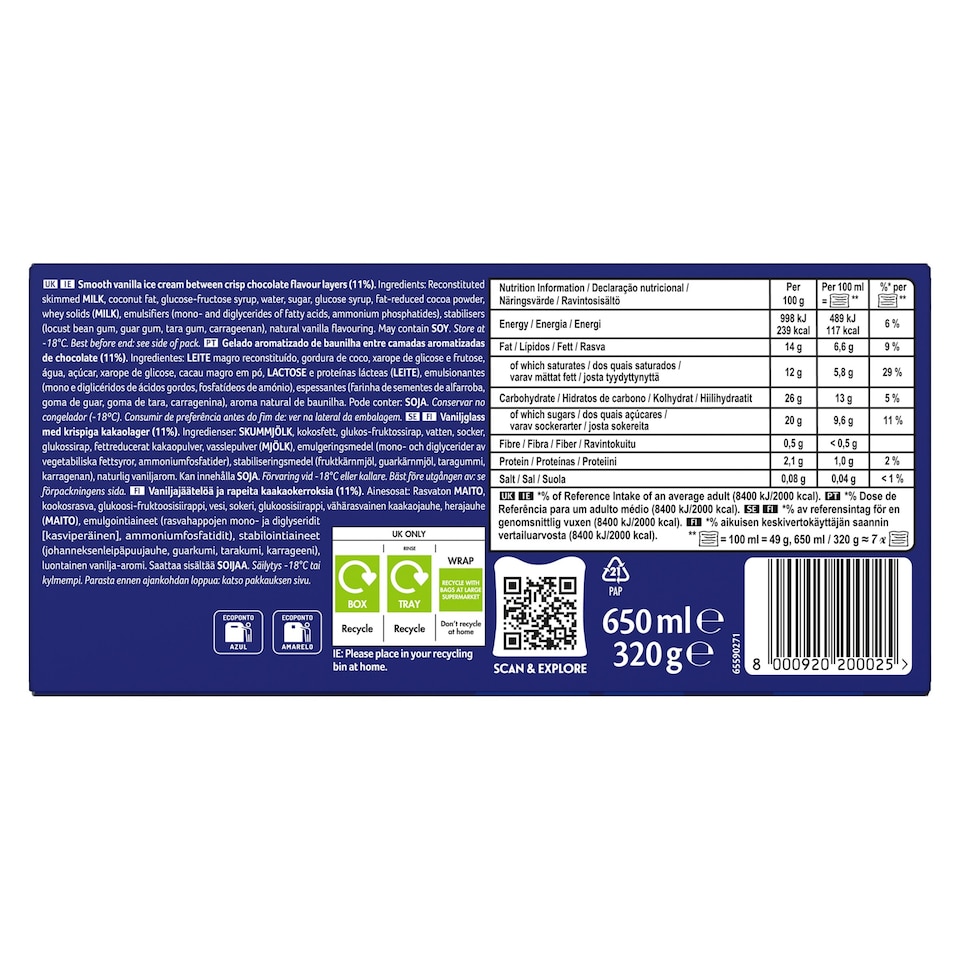 image 1 of Viennetta Vanilla Ice Cream Dessert 650Ml