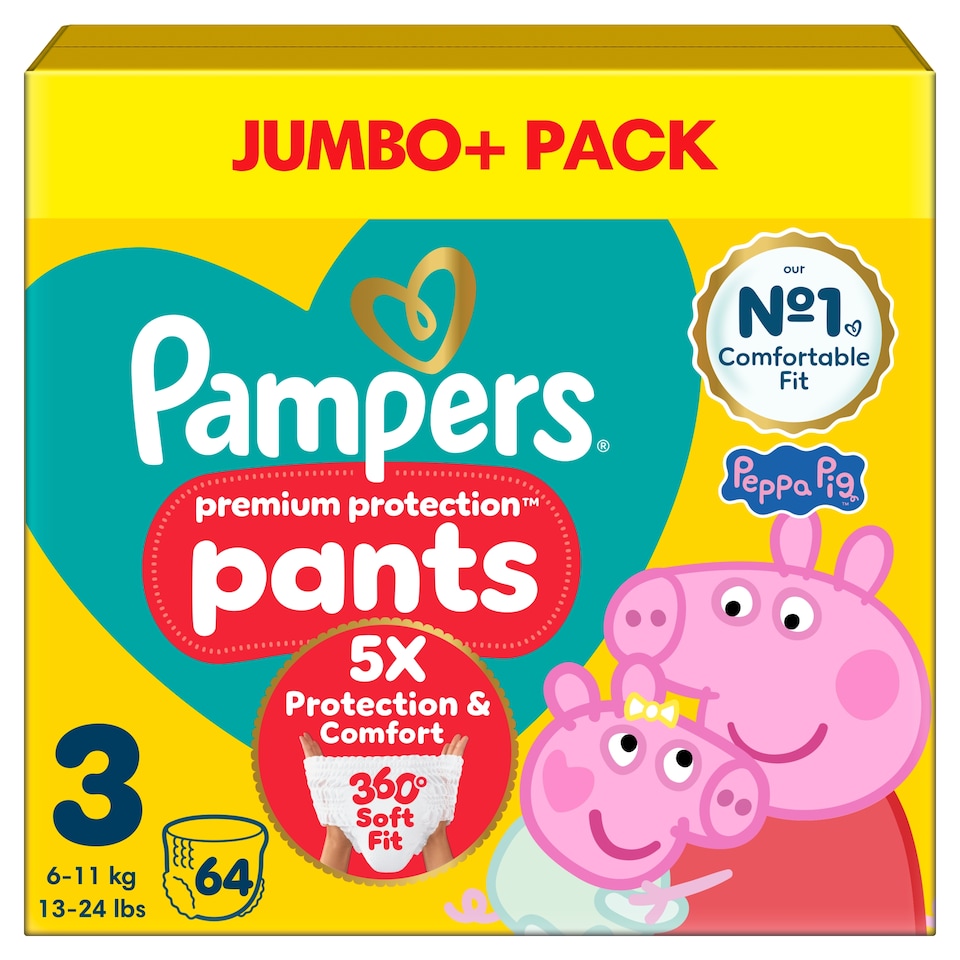 image 1 of Pampers New Baby Nappy Pants Size 3 Jumbo Pack 64 Nappies