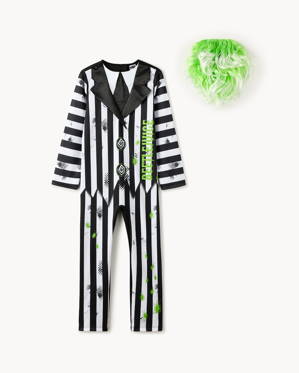 image 1 of Beetlejuice 2-Piece Fancy Dress Costume in Multi Black White