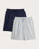 image 4 of F&F 2-Pack Cotton Rich Drawstring Pyjama Shorts in Grey