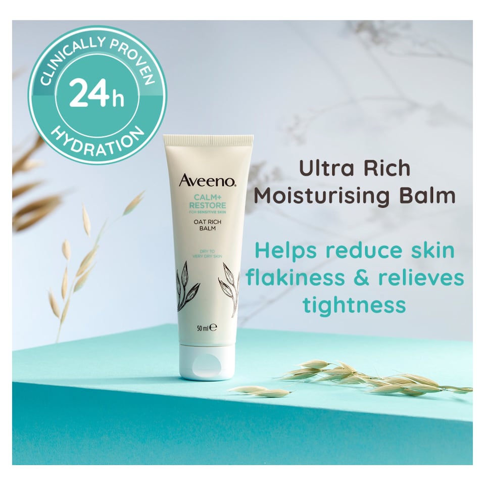 image 1 of Aveeno Face CALM & RESTORE Ultra Rich Oat Face Cream Moisturiser 50ml