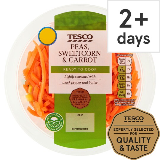 Tesco Carrot Sweetcorn & Peas Layered Vegetable 355G Tesco Groceries