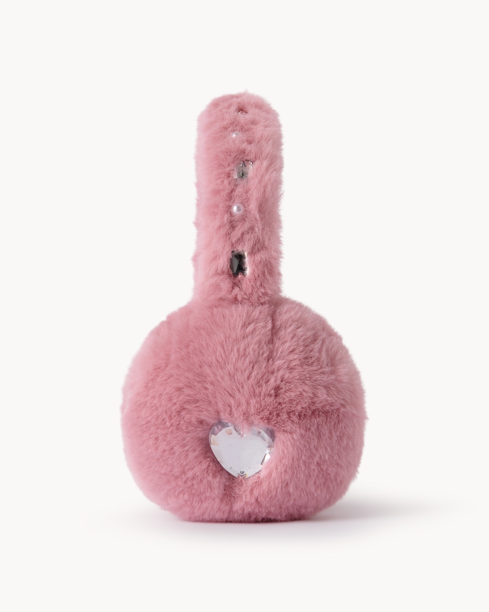 image 1 of F&F Girls Faux Fur Earmuffs and Gloves Set in Pink