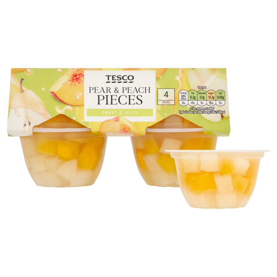 image 1 of Tesco Pear And Peach Pieces 4X120g