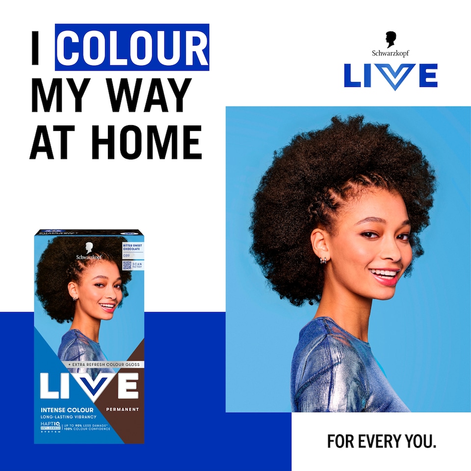 image 1 of Schwarzkopf LIVE Intense Colour 089 Bitter Sweet Chocolate Permanent Hair Dye