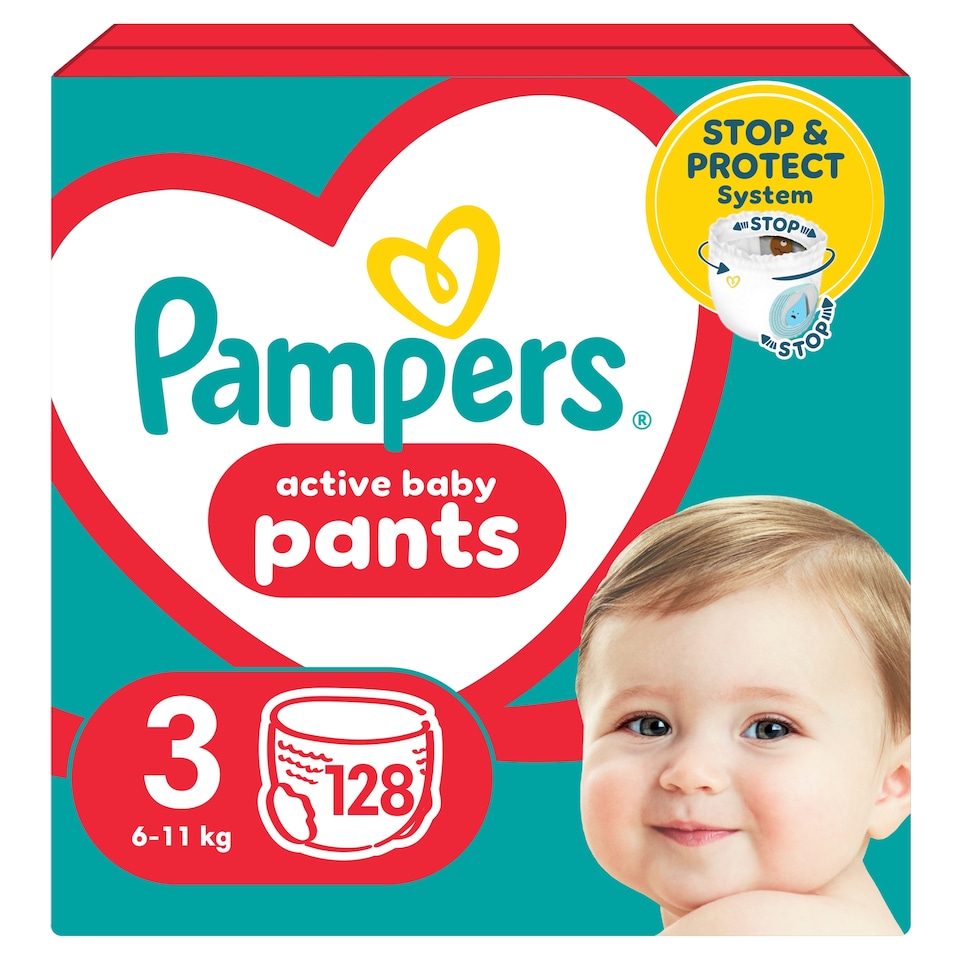 image 1 of Pampers Active Baby Pants Size 3, 128 Nappies, 6kg-11kg