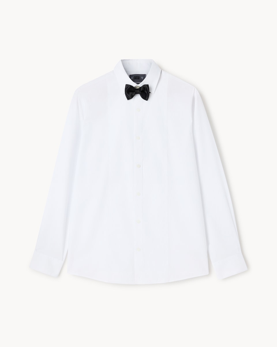 image 1 of F&F Regular Fit Formal Dinner Shirt with Bow Tie in White