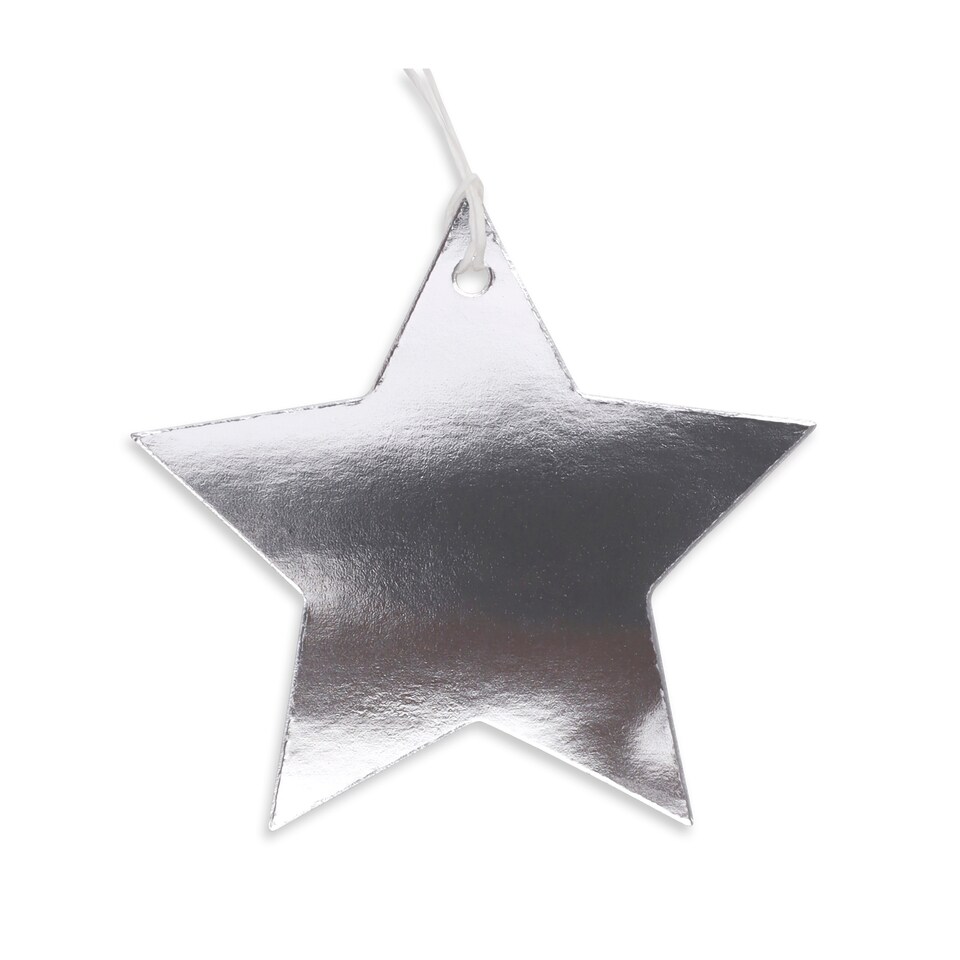 Tesco Silver Foil Star Tags 5 Pack