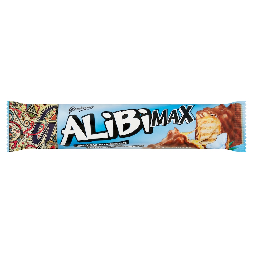 Alibi Max Chocolate Bar With Coconut & Caramel 49G