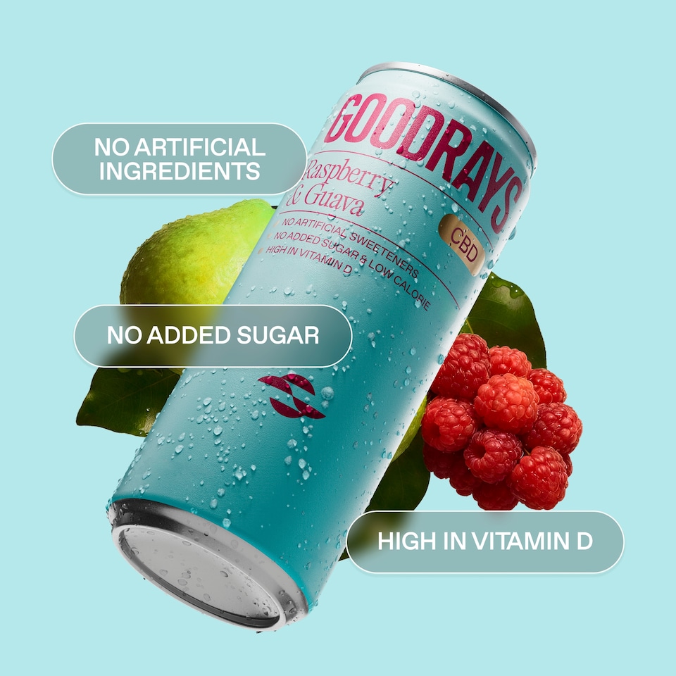 image 1 of Goodrays CBD Raspberry & Guava Drink 4 x 330ml