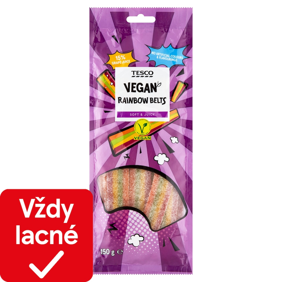 Tesco Vegan Cukrovinky s jahodovou príchuťou 150 g